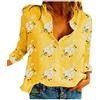PUDANA Donne Camicetta Casual d'Autunno Button Down Business Camicie Allentate per Le Vacanze Piccolo Fiore Giallo L