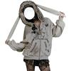 Generico Felpa da Donna con Cappuccio in Pelliccia Sintetica retrò con Orecchie di Coniglio Giacca Spessa con Stampa Gotica Y2K Foderata in Peluche per La Primavera E L'autunno (Grigio,M)