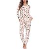 Tomeusey Pigiama da donna, set da 2 pezzi con maglia a maniche lunghe e pantaloni da notte con tasche, Arcobaleno mucca, S