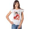 Generico Audrey Hepburn Floral 18-6-3 Moda Urban Slub Lady Donna 100% Cotone Fiammato BS (IT, Testo, L, Regular, Regular, Bianco/White)