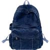 LYEAA Zaino vintage da donna Borsa a tracolla in jeans denim di grande capacità Zaino scolastico con tracolla regolabile Zaino giornaliero femminile (Blu scuro)