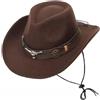 Oaygat Cappello da cowboy in feltro Fedora Cappello da donna Cappello da cowboy occidentale Cappello a tesa larga Cappello classico Western modellabile durevole Cowgirl uomo donna feltro di lana