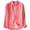 ZMIN Camicia da uomo a maniche lunghe in lino da uomo in cotone Camisa tinta unita rosso corallo, Rosso corallo., XL