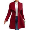 Generico Donna Primavera Tweed Cappotto Di Media Lunghezza Scialle Collare Trench Cappotto Casual Caldo Bottone Sottile Manica Lunga Abito Di Lana Cappotto Da Donna Moda Ufficio Cappotto (Rosso,S)