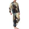 Vosery - Set pigiama invernale da uomo con tasche a maniche lunghe da uomo, motivo: fiocco di neve, nero/bianco, M