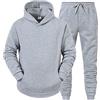 kuiazelit Tuta da uomo tinta unita con cappuccio in pile a costine felpe con orlo aperto con risvolto pantaloni joggers misto cotone tuta palestra casual corsa set completo pullover leggero set