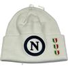 Enzo Castellano Cappello Napoli Bianco con Logo, Berretto Invernale con Stemma N e Bandiere Italiane