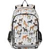 HMZXZ Zaino da scuola con simpatico cavallo, zaino leggero per computer portatile, zaino da viaggio per studenti, con strisce riflettenti, Multi