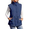 MODSGUE Gilet da donna con colletto alto, gilet trapuntato, leggero, senza maniche, con tasche, per l'inverno, caldo, per l'esterno, tinta unita, per l'autunno, Blu marino, XXL