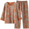 PRINCESS BRIDE Tradizionale jacquard cotone obliquo risvolto Hanfu pigiama retrò pigiama set loungewear morbido pigiameria per le donne, Grigio, L