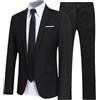 Sweejim Completo formale Set di bottoni alla moda Tasche Blazer Uomo Set di abiti da lavoro Formale Vestito con colletto per la rovescia per appuntamenti, Nero , L