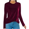 Generic Top in Velluto Camicie da Donna a Maniche Lunghe Camicette da Donna in Tinta Unita Felpe in Velluto Taglie Forti per Donna Magliette Casual Top Tunica Morbida Girocollo Pullover Blusa Corta