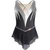 TiaoBug Body da Danza Classica Bambina Abito da Pattinaggio Artistico Senza Maniche Balletto Leotards Body Ginnastica Artistica Costume da Ballo Lirico Contemporaneo Nero&Argento 9-10 anni