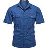 ZMNKH Camicia da Uomo a Manica Corta per l'escursionismo, Camicia da Viaggio con Tasche, t Shirt Cargo Casual Traspirante, 100% Cotone
