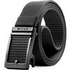 ACTCLOUD Cintura a cricchetto da uomo, tattica, in nylon, con fibbia a scorrimento automatico, nero, XXL-for Waist 50-54 (Length 61)