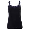 GICIPI Top in Filo di Scozia Donna con Spalla in Pizzo Art. 748-5, Nero