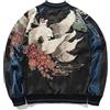 USTZFTBCL Nine Tail Fox Double Face Ricamo Bomber Mujer Autunno Inverno Uomini Baseball Collare Cotone Foderato Cappotto, Cotone blu nero, XL