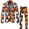 Generisch Costume di Halloween da uomo, 2 pezzi, slim fit, blazer e pantaloni, comodi, per il tempo libero, giacca chino, due pezzi, per il tempo libero, per il lavoro, il matrimonio, O Orange, M