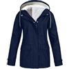 Bauzuoyo Giacca invernale da donna foderata in pile, calda giacca softshell con cappuccio, giacca leggera a vento, giacca da ciclismo, antivento, impermeabile, Blu, L