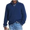 INOMAK Maglione casual con cerniera in cashmere da uomo, pullover con zip a un quarto da uomo, maglioni con scollo a V da uomo slim fit manica lunga (2XL,Dark Blue)