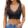 Avidlove Bralette da donna in pizzo con scollo profondo a V profondo reggiseno senza fili longline sexy canotte top morbido crop top non imbottito, nero, M