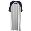 Ailan Camicia da notte in cotone da notte Pigiama portatile leggero a maniche corte Camicia da notte traspirante Camicia da notte adatta alla pelle, Blu scuro/grigio chiaro, XL