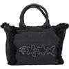 F**K Borsa mare nera da donna con bordi sfrangiati e logo UNI