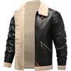 Generic Bomber da uomo Cappotto Invernale Elegante Giacca in Ecopelle Foderata in Pelle (Nero,M)