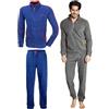 Navigare Pigiama Uomo Caldo Pile Polar Fleece Tutto Aperto con Zip 1731 (IT, Testo, XL, Regular, Regular, Oceano)