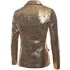 Generico Giacca da Smoking da Uomo con Paillettes Glitter Giacca Oro Blazer Classic Slim Fit Lucido con Scollo A V Elegante Blazer per Feste con 1 Abbottonatura