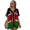 SMBHIAON Copricostume da Donna, Kenia Stampa Bandiera Scollo A V Chiffon da Bagno Abbigliamento da Spiaggia Elegante Taglia Unica