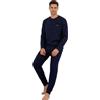 Viterbo Biancheria Pigiama Uomo Caldo in Cotone Interlock IRI2399 Manica Lunga Autunno Inverno (Blu Scuro, M)