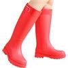 Generisch Stivali da pioggia da donna, per attività all'aperto, casual, comode, in gomma con tacco basso per escursioni, campeggio, abbigliamento quotidiano, Colore: rosso, 39 EU