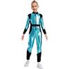 inhzoy Body Ginnastica Artistica Bambina Maniche Lunghe Costume da Alieno Lucido Tuta Intera da Spaziale Balletto Leotards Jumpsuit Sportiva da Allenamento Dancewear Azzurro cielo 15-16 anni