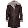 Infinity Leather Cappotto Doppio Collo Lungo di Montone Marrone Uomo XL