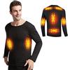 scosao Riscaldata Biancheria Intima Termica di Uomini Maglia a Manica Lunga Riscaldate Elettriche USB Intimo Termico con 3-Temperatura Controllo per Caccia, Sci, Camping, Moto,Black,3XL