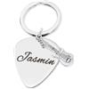keepdrum Portachiavi personalizzato plettro chitarra con incisione, argento, 32 x 28 x 2 mm