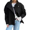 LIEROLYE Cappotto Corto In Lana da Donna, Giacca Monopetto Corta con Colletto Rialzato Invernale per Ufficio(Black,M)