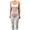 EMMEBIVI Canottiera Spalla Stretta Top Bordo Raso a Costine Art. 91711-6, Cipria
