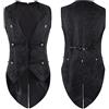Generic Gilet da uomo con scollo a V di vittoriano, Top Steampunk Uomo Smoking-Top Rinascimento Long Vintage Bottoni Costume Halloween Vittoriano Classici Chic per Goth Cosplay Medievale Corte Casual Gilet