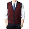 MGDIFYXAA Gilet In Maglia Da Uomo - Cardigan Con Bottoni Tinta Unita Da Uomo, Canotta, Per Lavoro, Tempo Libero, Moda, Maglione Lavorato A Maglia, Caldo, Scollo A V, Canotta Con Tasche, Rosso Xl