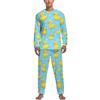 Generic Pigiama da uomo in gomma gialla con paperella e bolle, set da 2 pezzi, girocollo a maniche lunghe, comodo abbigliamento da casa per tutte le stagioni, Stile:, XXL