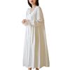 GUOCU Donna Vestaglia Stile Vittoriano Manica Lunga Camicia da Notte Principessa del Palazzo Pizzo Ricamato Abbigliamento da casa Lounge con Scollo a V Camicia da Notte Nightie Lounge Abiti Pigiama