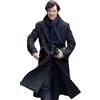 Fancyd Trench da uomo Sherlock Holmes Benedict Cumberbatch, in lana e cotone, nero, Nero - Lana - Per Uomo, 4XL