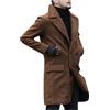 Goolecrimp Cappotto da Uomo in Misto Lana Business Risvolto Sottile Doppio Petto Inverno Cappotto Caldo Moda Classico a Maniche Lunghe Cappotto di Media Lunghezza (Kaki,3XL)