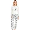 GISELA x Looney_Tunes Gatto_Silvestro Pigiama Donna Invernale Cotone Interlock - Maglia Maniche Lunghe e Pantaloni Stampati con Elastico e Laccetto (IT, Testo, XL, Regular, Regular, Crudo)