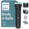 Norelco Philips Norelco Body Groomer serie 5000, rasoio per capelli intimi da uomo con doppia testina 100% impermeabile e due pettini bidirezionali, BG5495/50