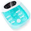 RELAX4LIFE Pediluvio Massaggiatore per Piedi con Rulli Massaggianti, Funzioni Riscaldamento 35℃-46℃, Vibrazioni, Bolle, Pietra Pedicure,Spenimento Automatico 1 Ora,Cavo 183cm,33x39x18cm (Eisblau)