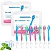 Qklovni Spazzolino da denti e filo interdentale, 5 in 1, mini spazzolini da denti usa e getta in viaggio, mini spazzolino da denti portatile preincollato con filo interdentale, plettro e raschietto per lingua