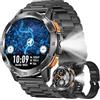 SGDDFIT 1,53'' AMOLED Smartwatch Uomo con Chiamate Bluetooth,Con torcia, Orologio Fitness con 24/7 Monitor Temperatura Corporea Sonno e Cardiofrequenzimetro, SpO2, Orologio Sportivo 3ATM iOS Android (Nero)